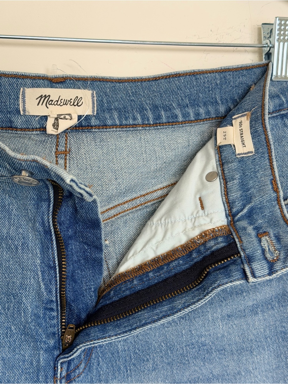 Madewell '90s Straight Jeans Light Wash High Rise Sz 29 Tall